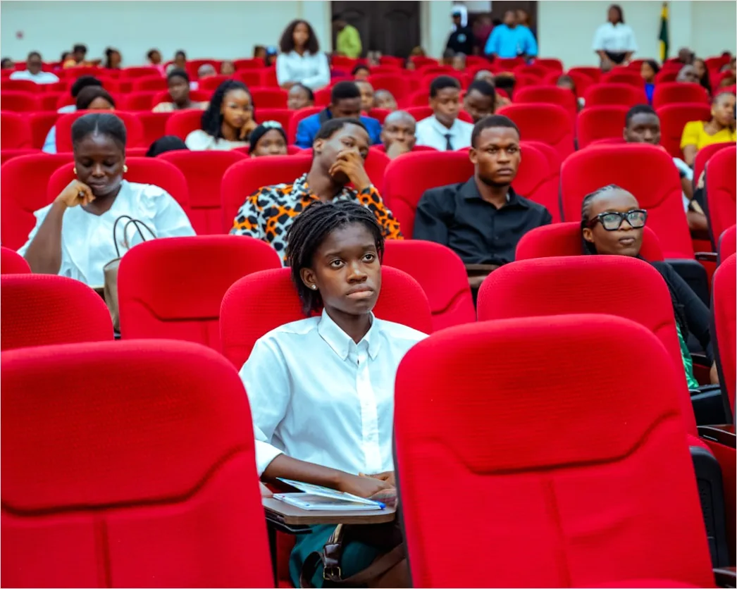 Detail Lecture Hall Students Seated Listening Attentively Number 8