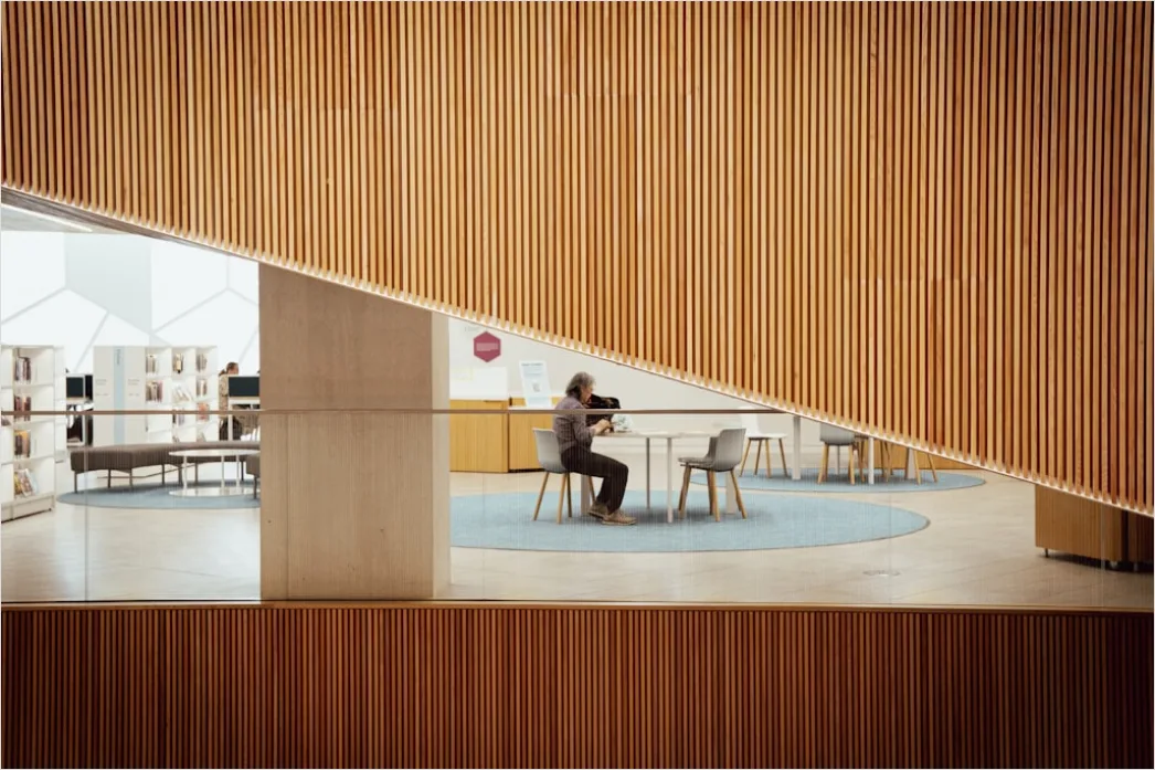 Detail Public Library Interior Study Tables And Books Number 8