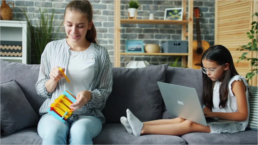 Detail Remote Learning Parent Helping Child At Home Number 13