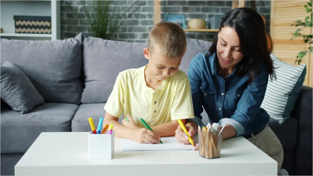 Detail Remote Learning Parent Helping Child At Home Number 19