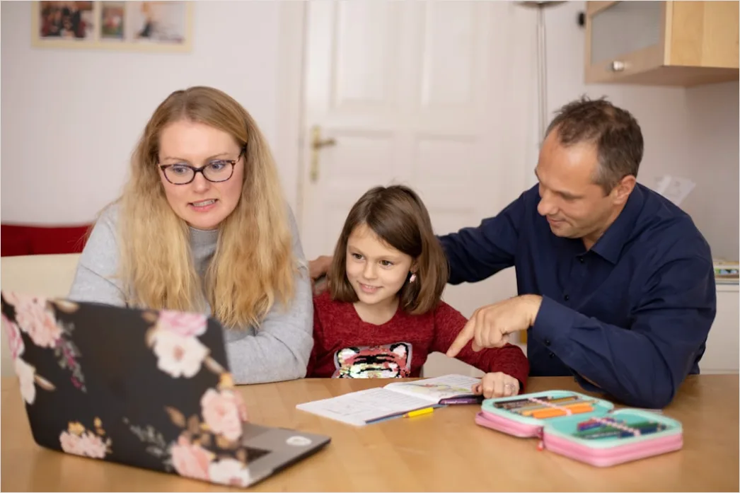 Detail Remote Learning Parent Helping Child At Home Number 4