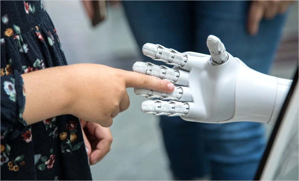Robotic Hand Touching Digital Interface Concept D7d5