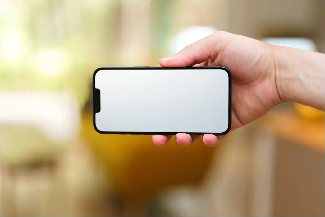 Detail Smartphone Mockup In Hand Minimal Background Number 16