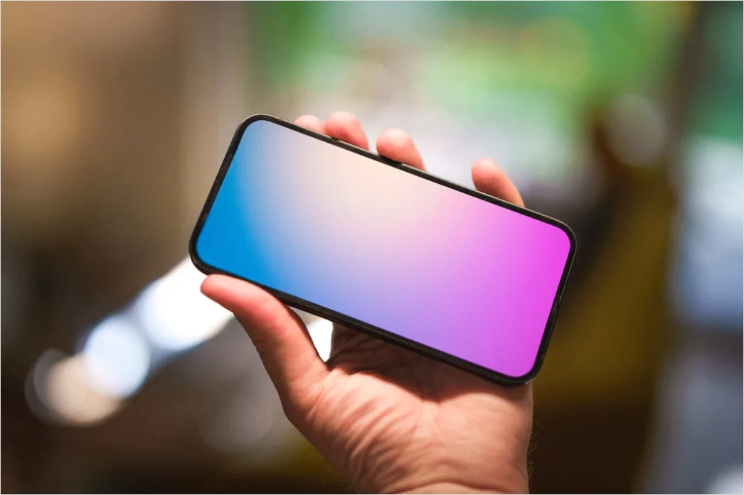 Detail Smartphone Mockup In Hand Minimal Background Number 20