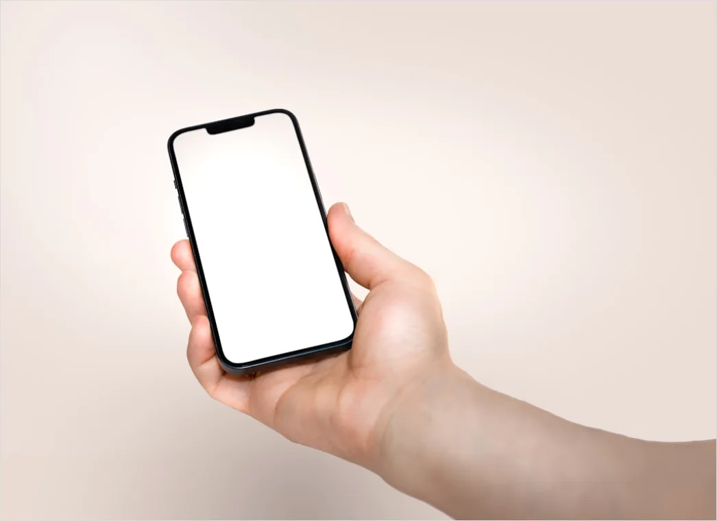 Detail Smartphone Mockup In Hand Minimal Background Number 4