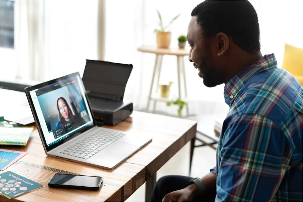 Detail Teacher Conducting Online Class Video Call Number 4