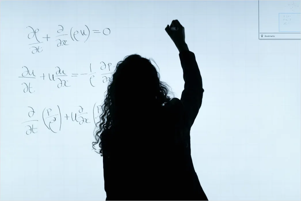 Detail Teacher Explaining Math Concept On Whiteboard Number 5