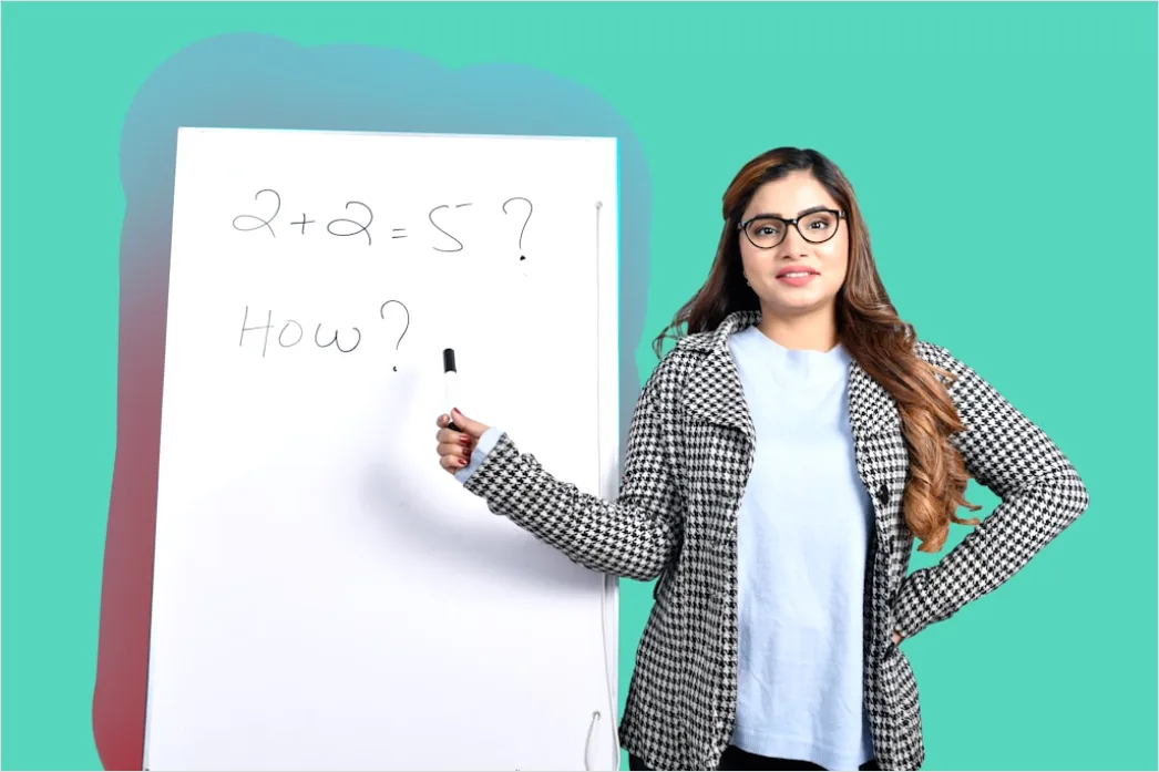 Detail Teacher Explaining Math Concept On Whiteboard Number 6