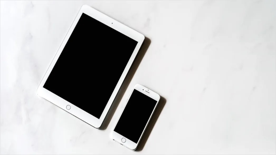 Detail Tech Flat Lay Gadgets On White Background Number 8