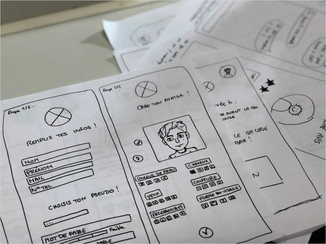 Detail Wireframe Sketch On Paper For Mobile App Number 11