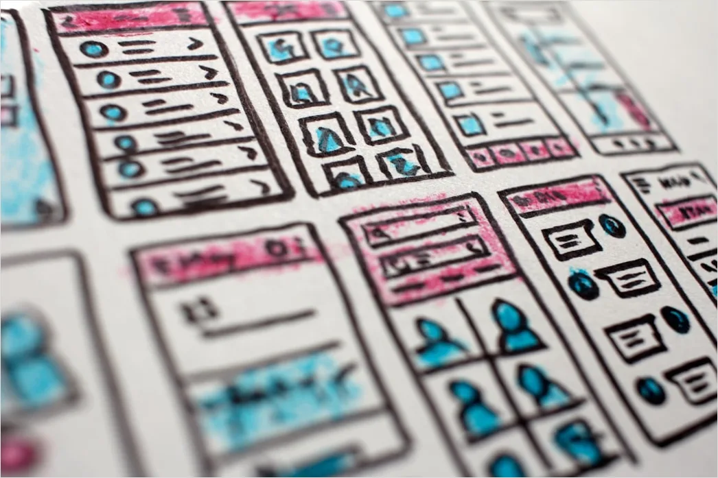 Detail Wireframe Sketch On Paper For Mobile App Number 13