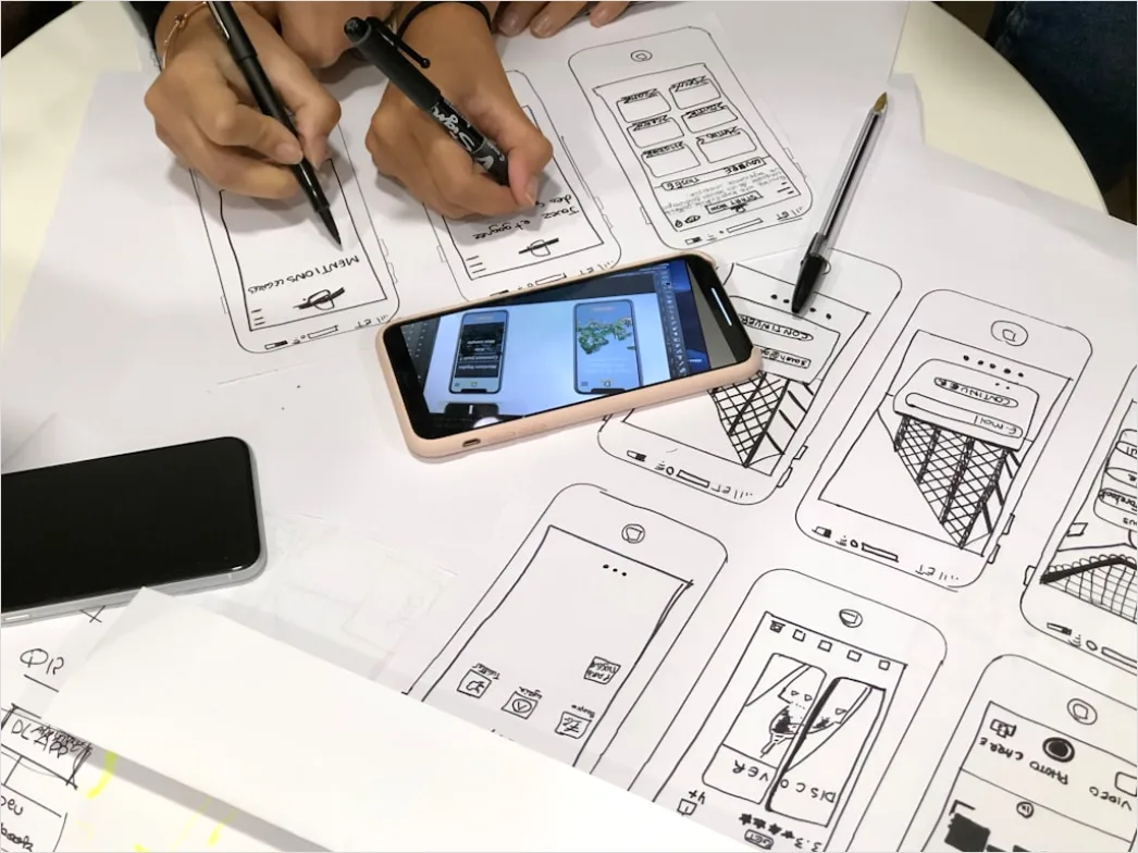 Detail Wireframe Sketch On Paper For Mobile App Number 15
