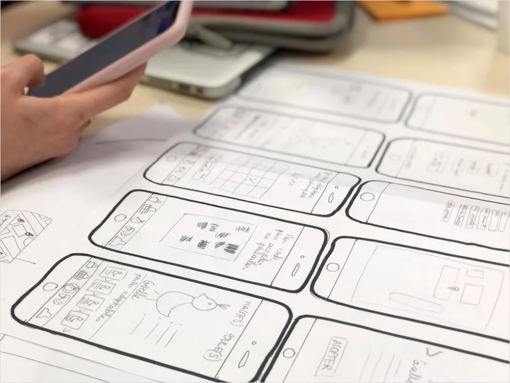 Detail Wireframe Sketch On Paper For Mobile App Number 5