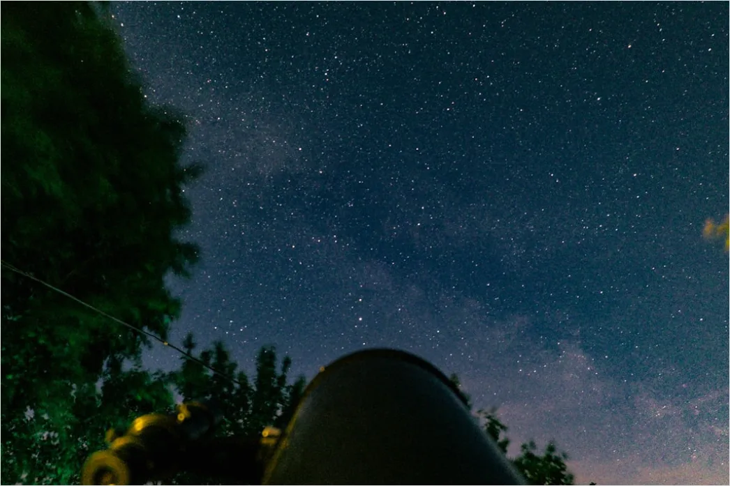 Detail Astronomy Student Observing Night Sky With Telescope Number 3