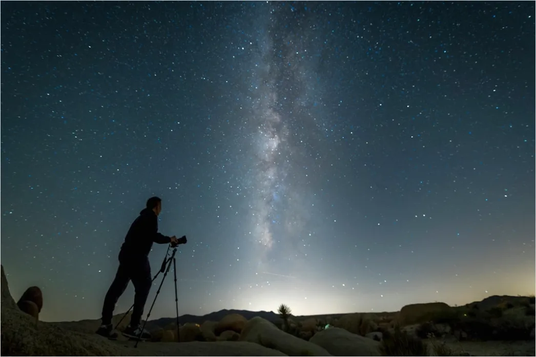 Detail Astronomy Student Observing Night Sky With Telescope Number 10