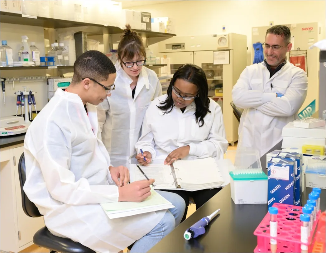 Detail Biotech Startup Lab Team Working Together Number 14