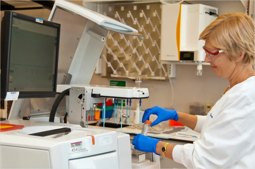 Detail Biotechnology Researcher Analyzing Dna Gel Electrophoresis Number 17