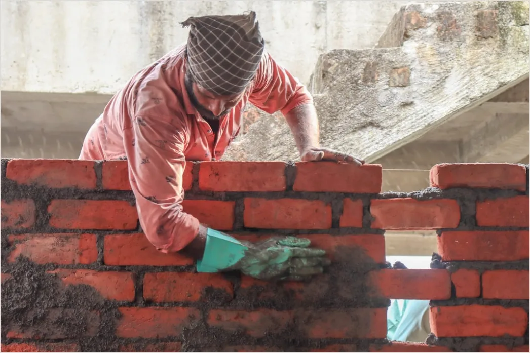 Bricklaying Construction Worker Building Wall Close Up 3fb2