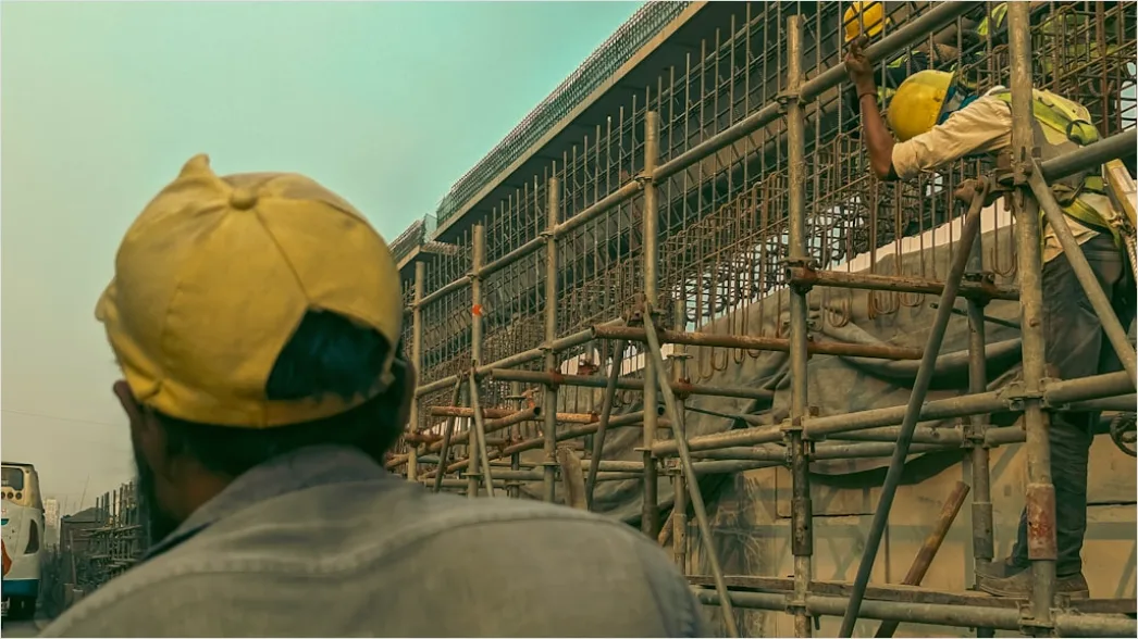 Detail Bricklaying Construction Worker Building Wall Close Up Number 19