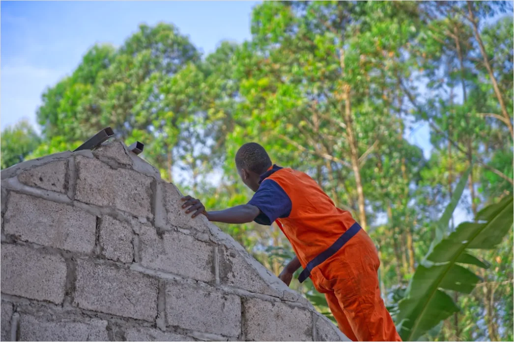 Detail Bricklaying Construction Worker Building Wall Close Up Number 5