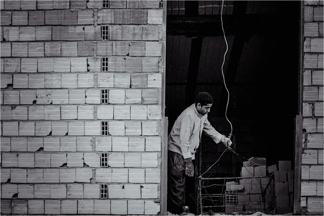 Detail Bricklaying Construction Worker Building Wall Close Up Number 10