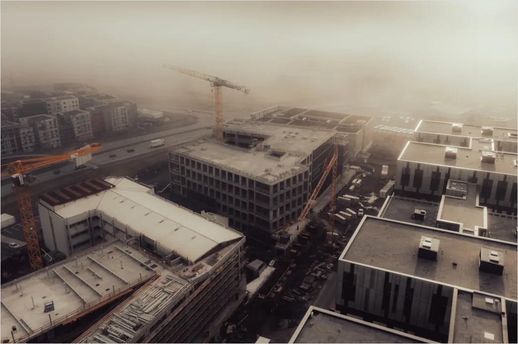 Building Construction Crane Aerial View Cityscape F18b