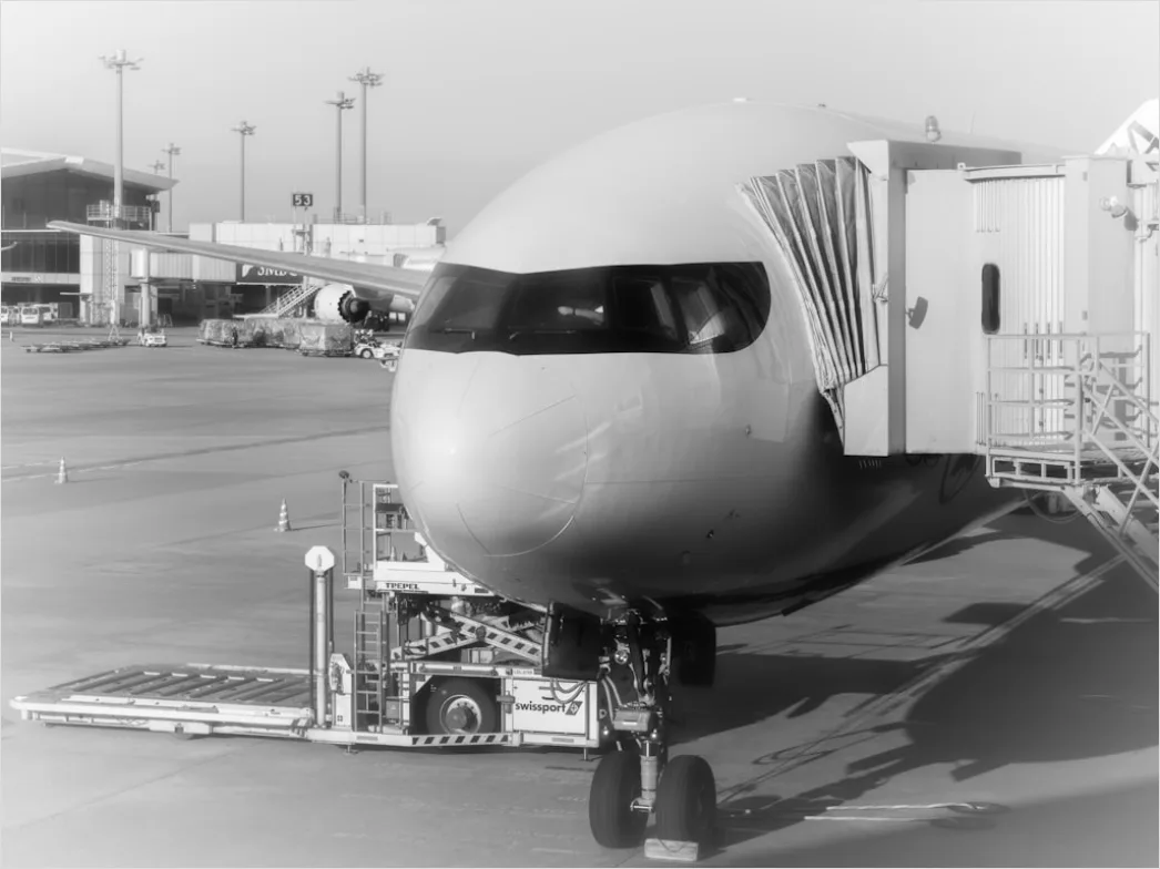 Detail Cargo Plane Loading Freight At Airport Terminal Number 12