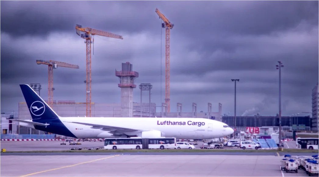 Detail Cargo Plane Loading Freight At Airport Terminal Number 13