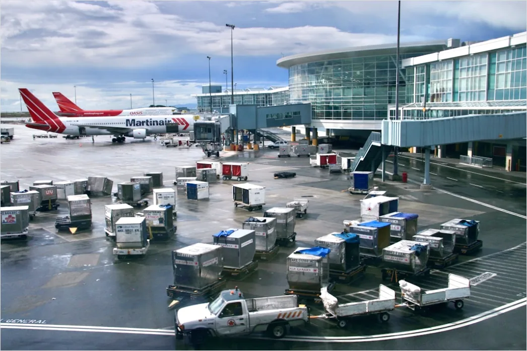 Detail Cargo Plane Loading Freight At Airport Terminal Number 17