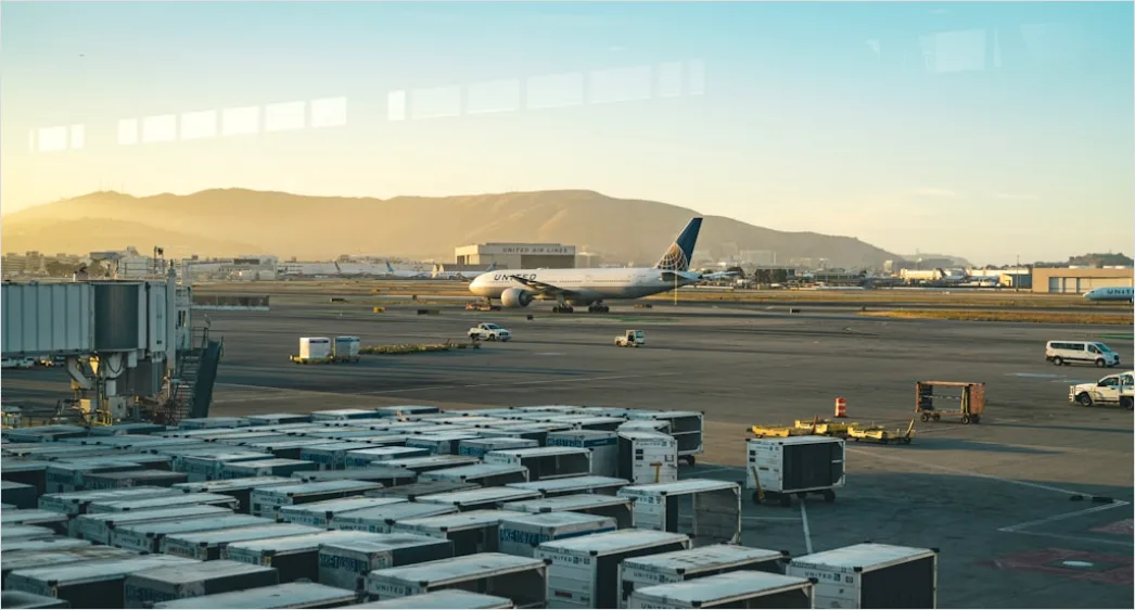 Detail Cargo Plane Loading Freight At Airport Terminal Number 7