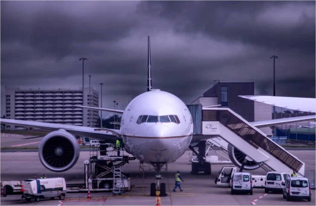 Detail Cargo Plane Loading Freight At Airport Terminal Number 8