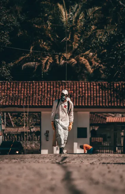 Detail Chemical Plant Worker Wearing Full Hazmat Suit Number 13