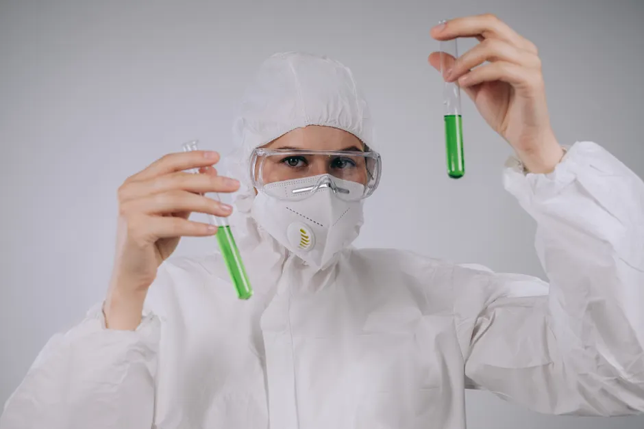 Detail Chemical Plant Worker Wearing Full Hazmat Suit Number 18