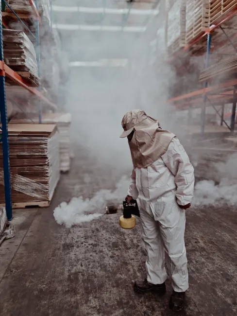 Detail Chemical Plant Worker Wearing Full Hazmat Suit Number 19