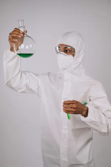 Detail Chemical Plant Worker Wearing Full Hazmat Suit Number 20