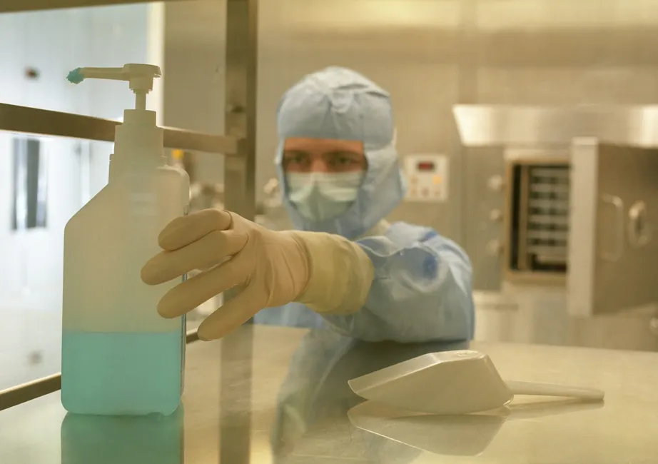 Detail Chemical Plant Worker Wearing Full Hazmat Suit Number 8