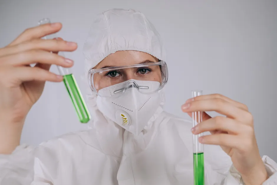 Detail Chemical Plant Worker Wearing Full Hazmat Suit Number 10