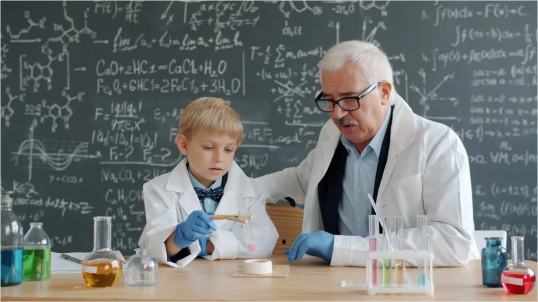 Detail Chemical Reaction Experiment In Lab Flask Number 16