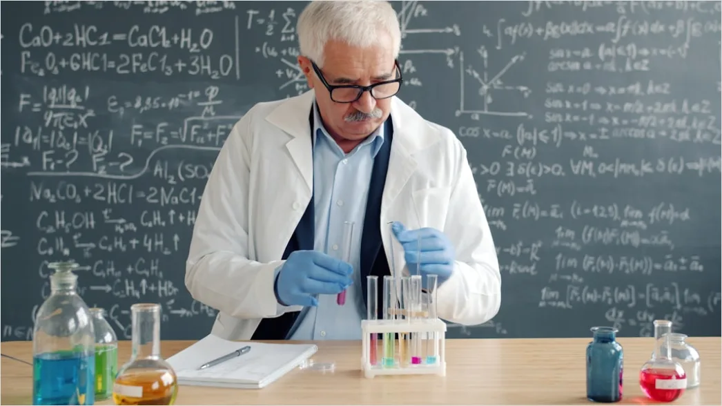Detail Chemist Measuring Liquid With Graduated Cylinder Number 13