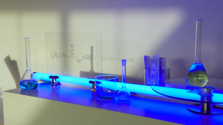 Detail Chemistry Equations On Glass Board In Lab Number 20