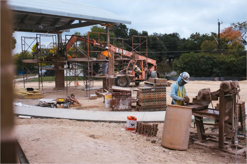 Detail Concrete Mixing Truck Pouring At Construction Site Number 13