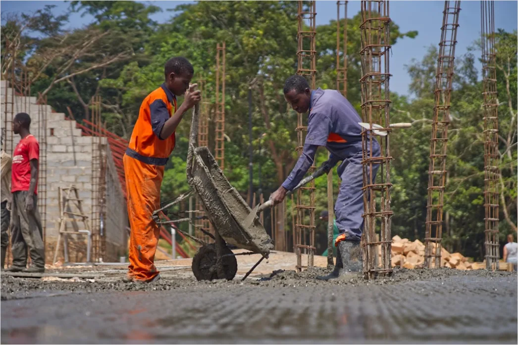 Detail Concrete Mixing Truck Pouring At Construction Site Number 10