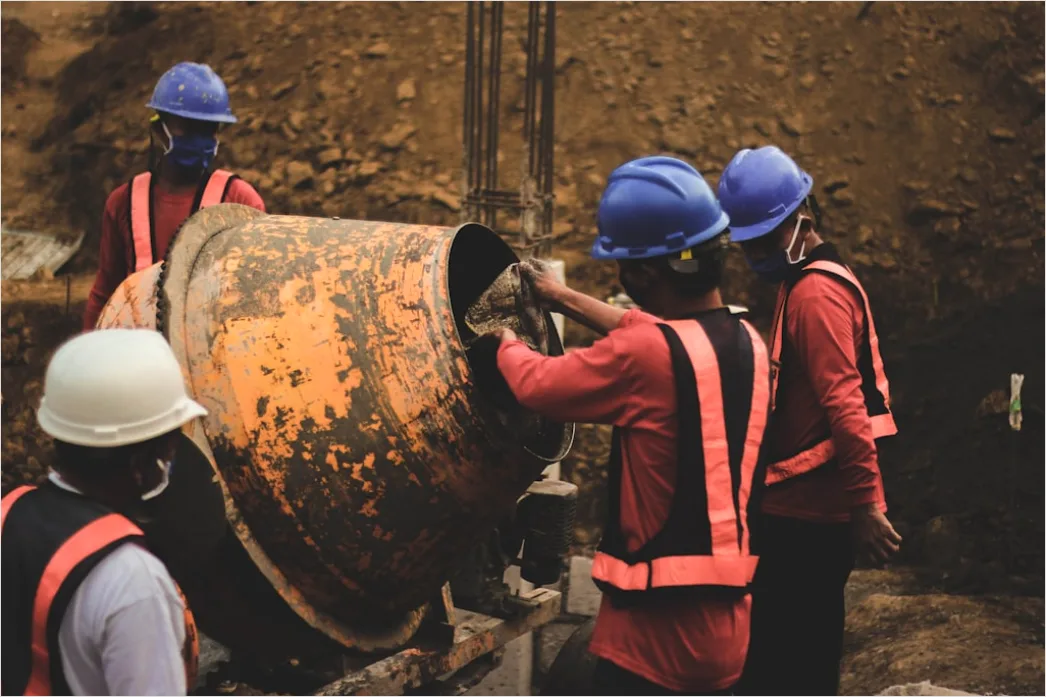 Detail Construction Site Workers Building Concrete Structure Number 16