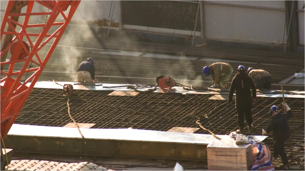 Detail Construction Site Workers Building Concrete Structure Number 10