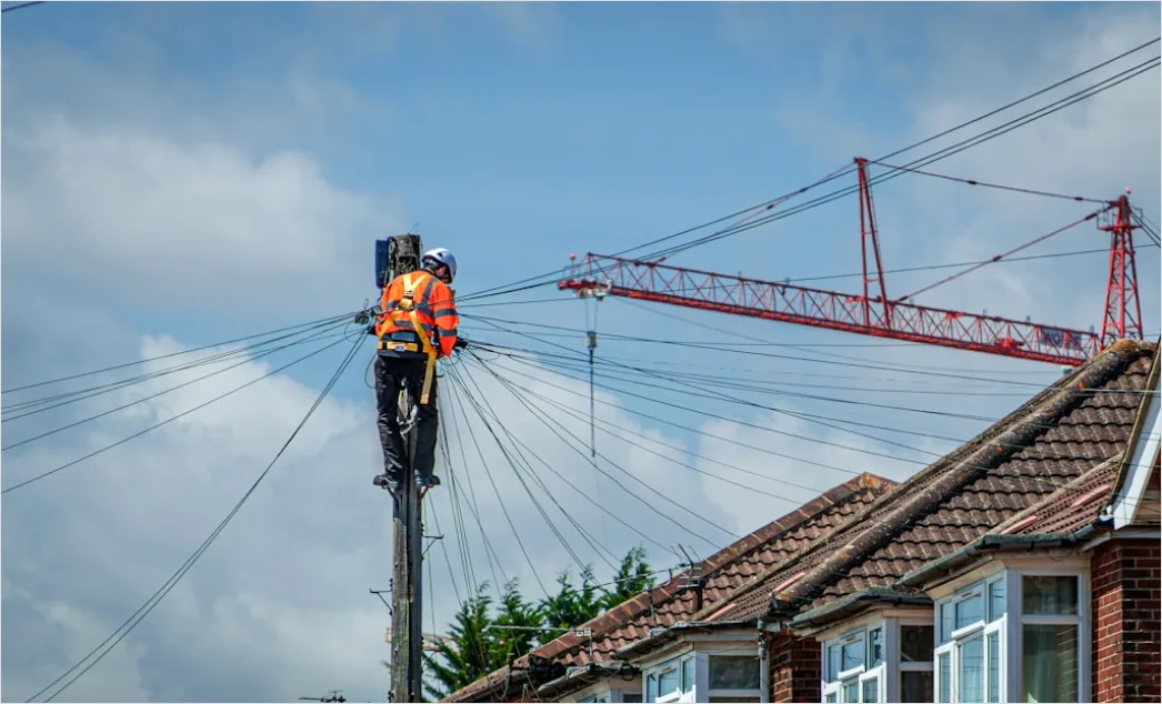 Detail Construction Worker Wearing Safety Harness At Height Number 8
