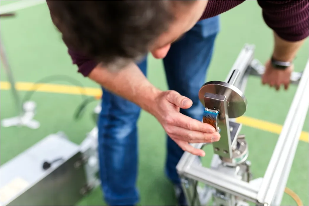 Detail Engineer Measuring Component With Caliper Close Up Number 14