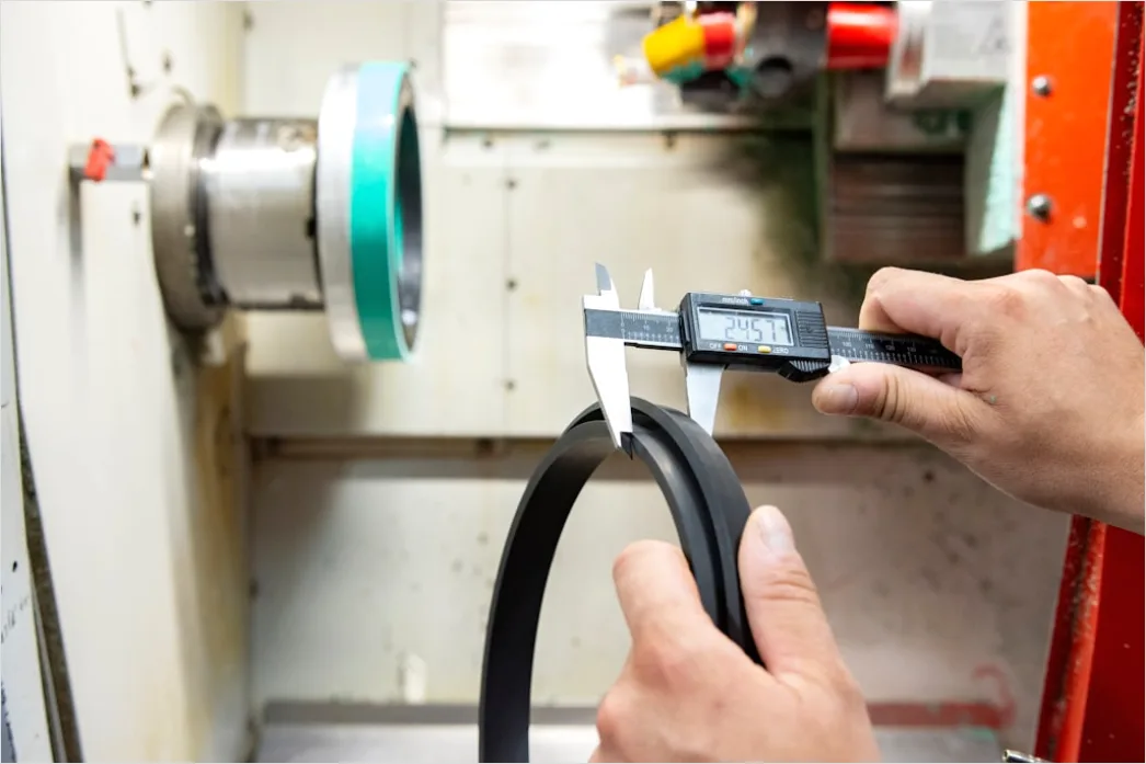 Detail Engineer Measuring Component With Caliper Close Up Number 4