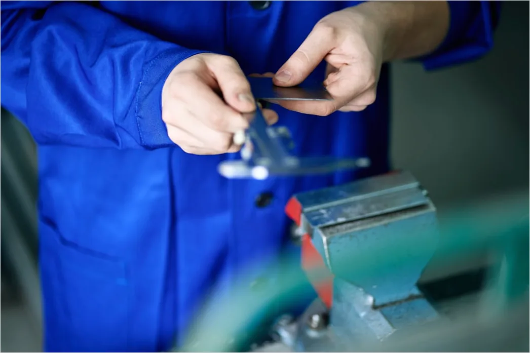 Detail Engineer Measuring Component With Caliper Close Up Number 8