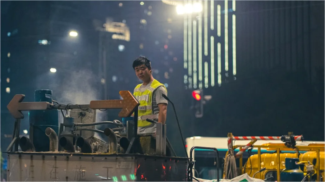 Detail Factory Shift Workers Operating Machinery At Night Number 18