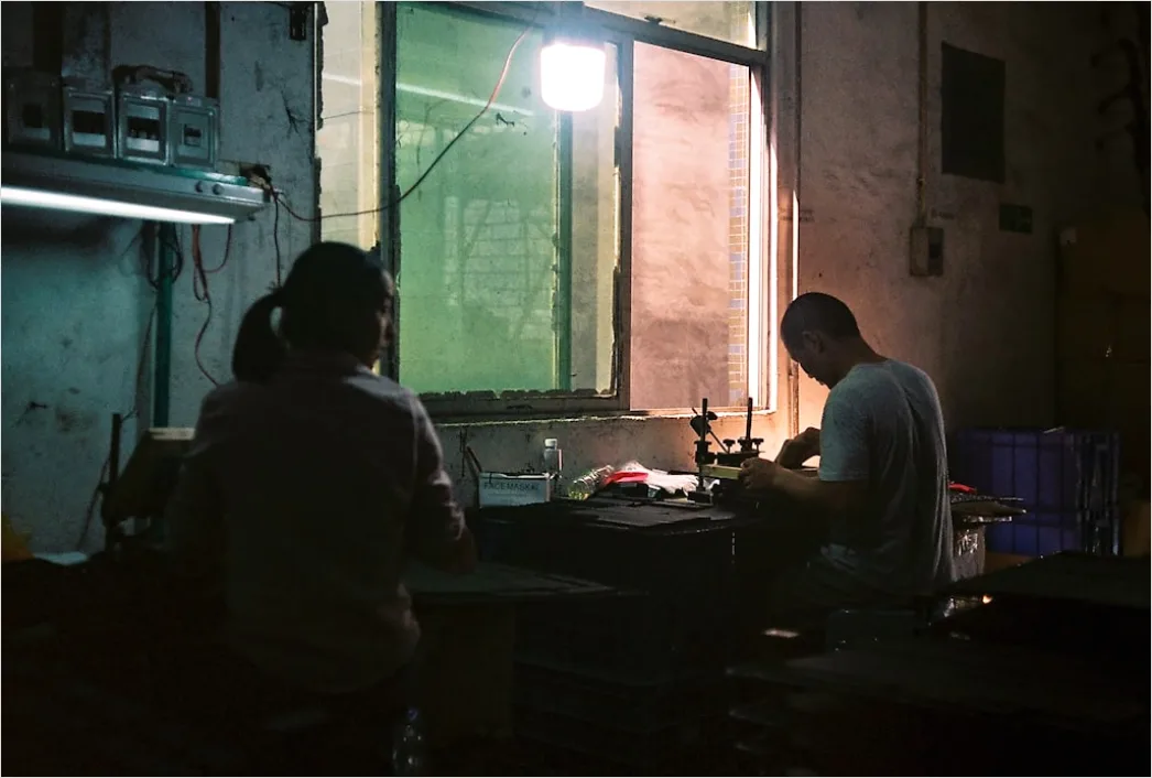 Detail Factory Shift Workers Operating Machinery At Night Number 4